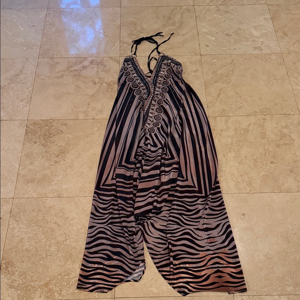 Chic Zebra Print Beach coverup Maxi Dress